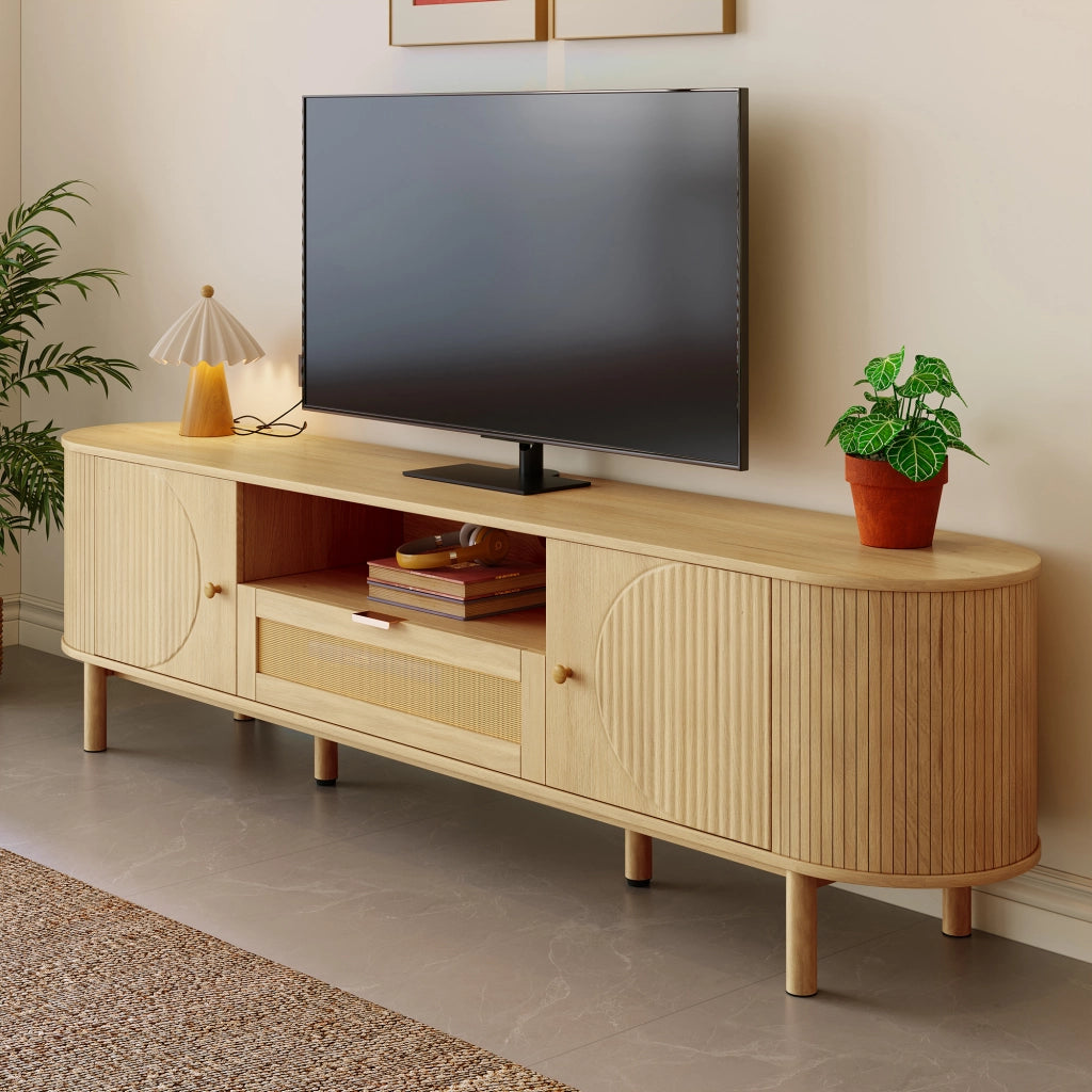Cassettiera per TV Natural; in MDF; lunghezza 175 cm