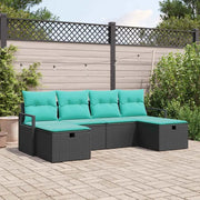 Set di divani con cuscino 6 pcs Nero e Turchese polyrattan 3359225