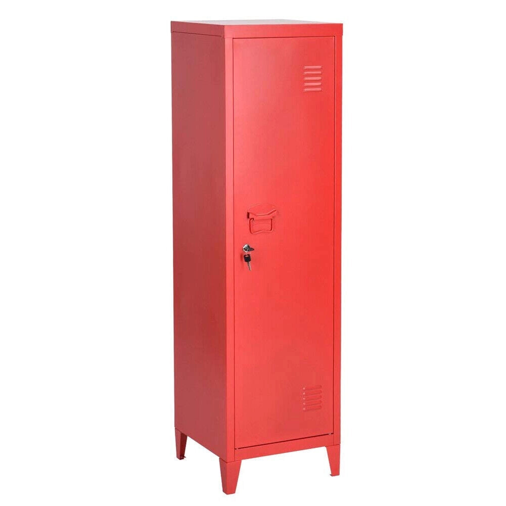 Armadietto Spogliatoio in Metallo con Chiave 1 Anta 3 Scomparti 138x38,5x38,5 Rosso