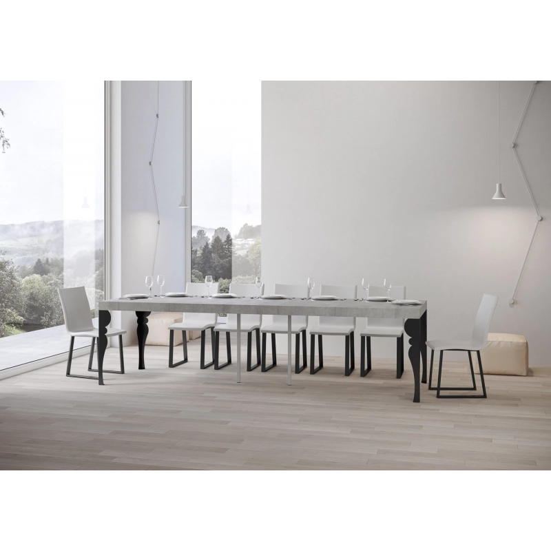Consolle allungabile 90x40/300 cm Paxon Premium telaio Antracite - Cemento