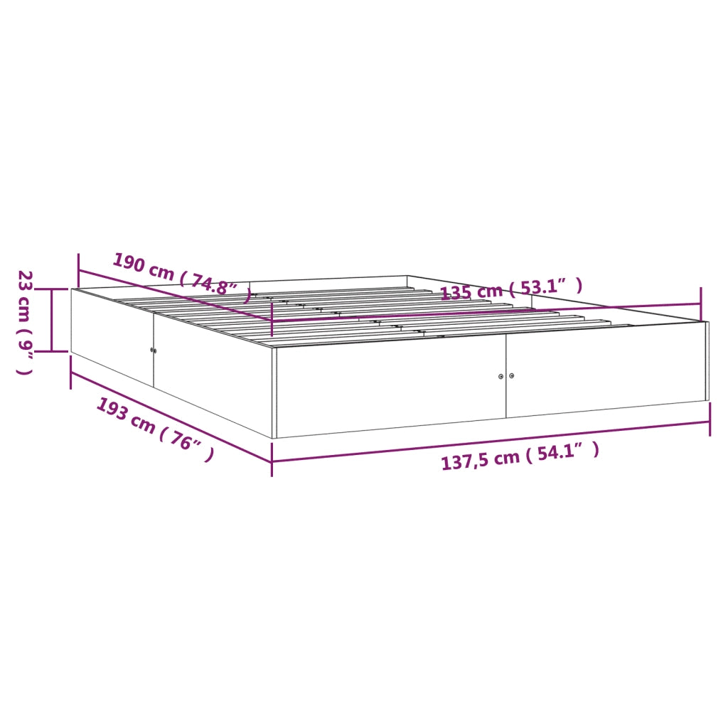 Letto matrimoniale | Letto per adulti | Giroletto Bianco in Legno Massello 135x190 cm Double