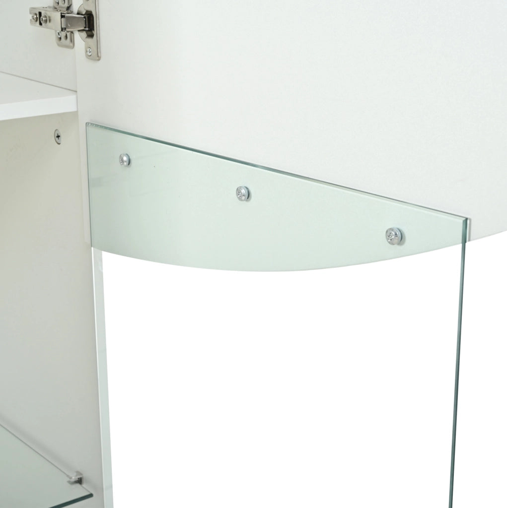 Vetrina 35x50x165 cm con illuminazione LED e 4 ripiani in legno e vetro bianco
