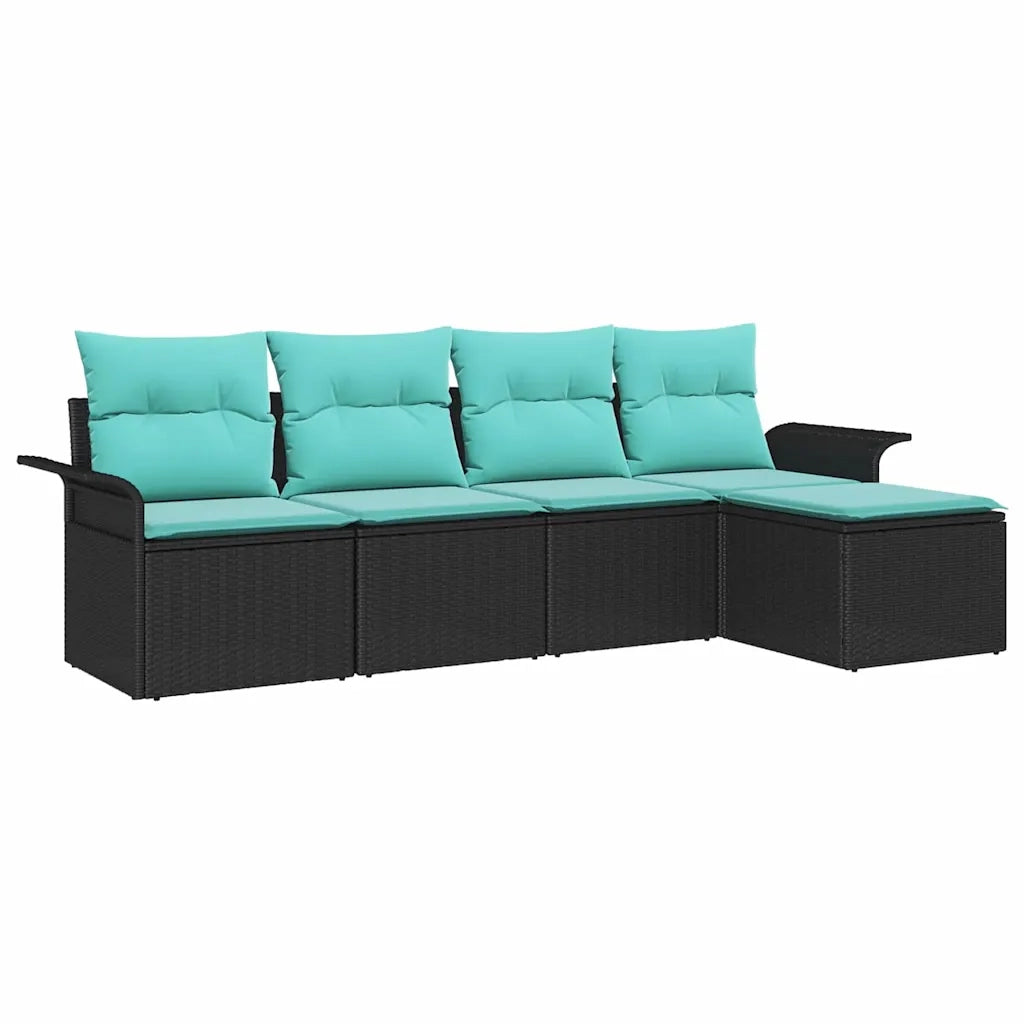 Set Divano da Giardino con cuscino 5 pcs Nero polyrattan 3345326