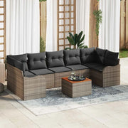 Set Divano da Giardino 8 pcs Grigio polyrattan