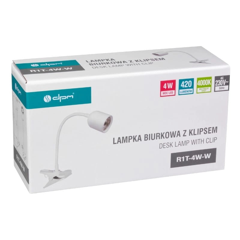 Lampada da scrivania con clip LED 4W 4000K bianca DPM
