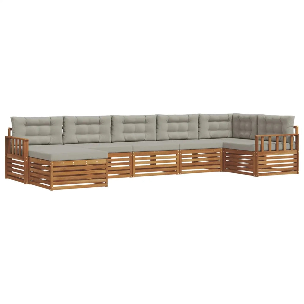 Set divani con cuscino 7 pcs Grigio Naturale e Chiaro 3373811