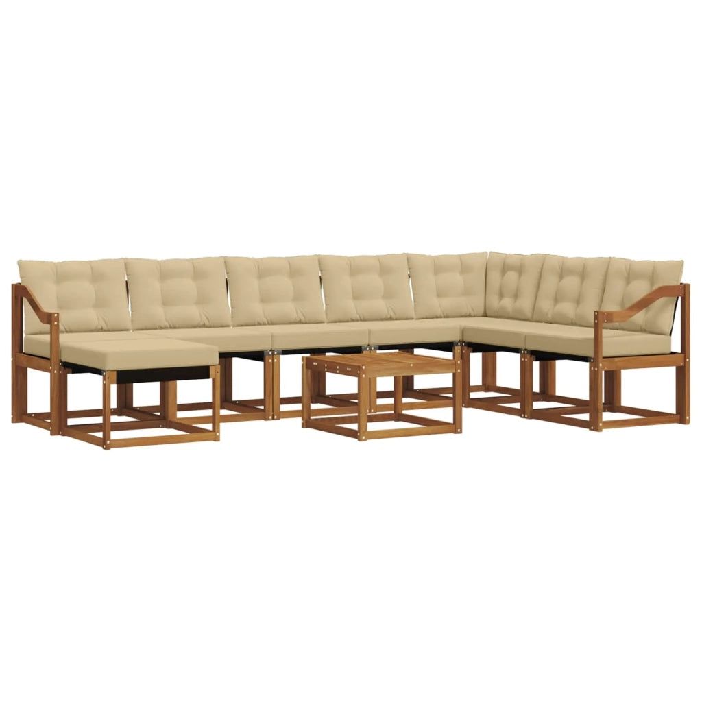 Set di divani da esterno con cuscino 9 pcs Naturale e Beige 3368988