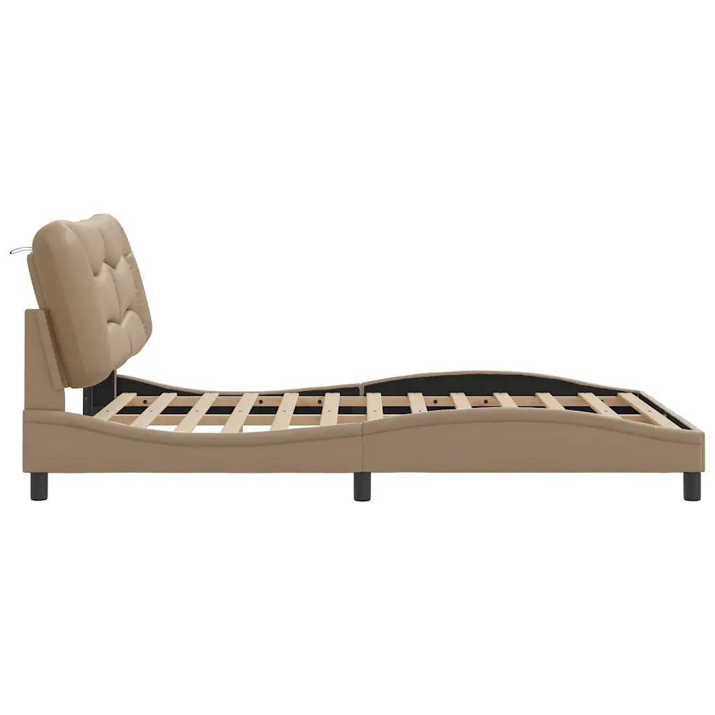 Letto matrimoniale | Letto per adulti | Giroletto con LED senza Materasso Hvar Cappuccino 140x190 cm