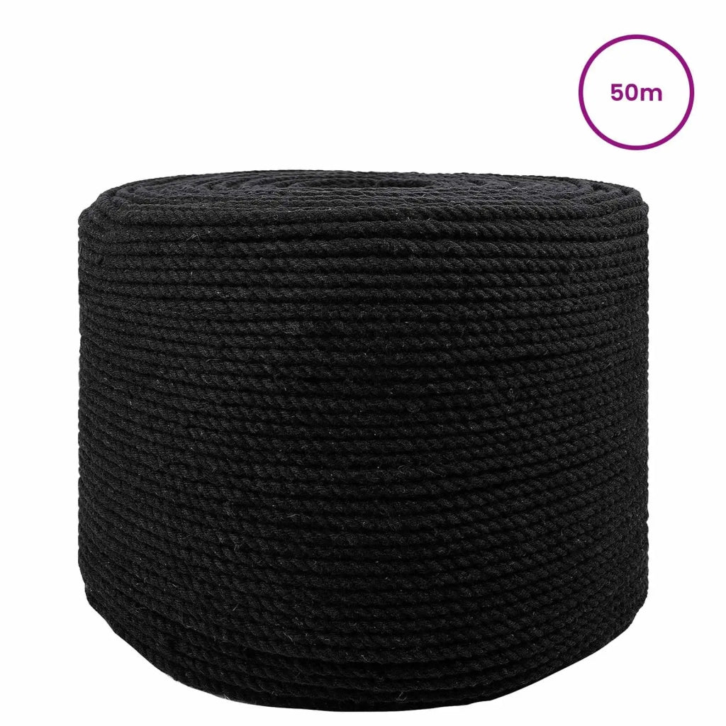 Spago di Cotone 4 mm 50 m Nero 100% Cotone 42011795
