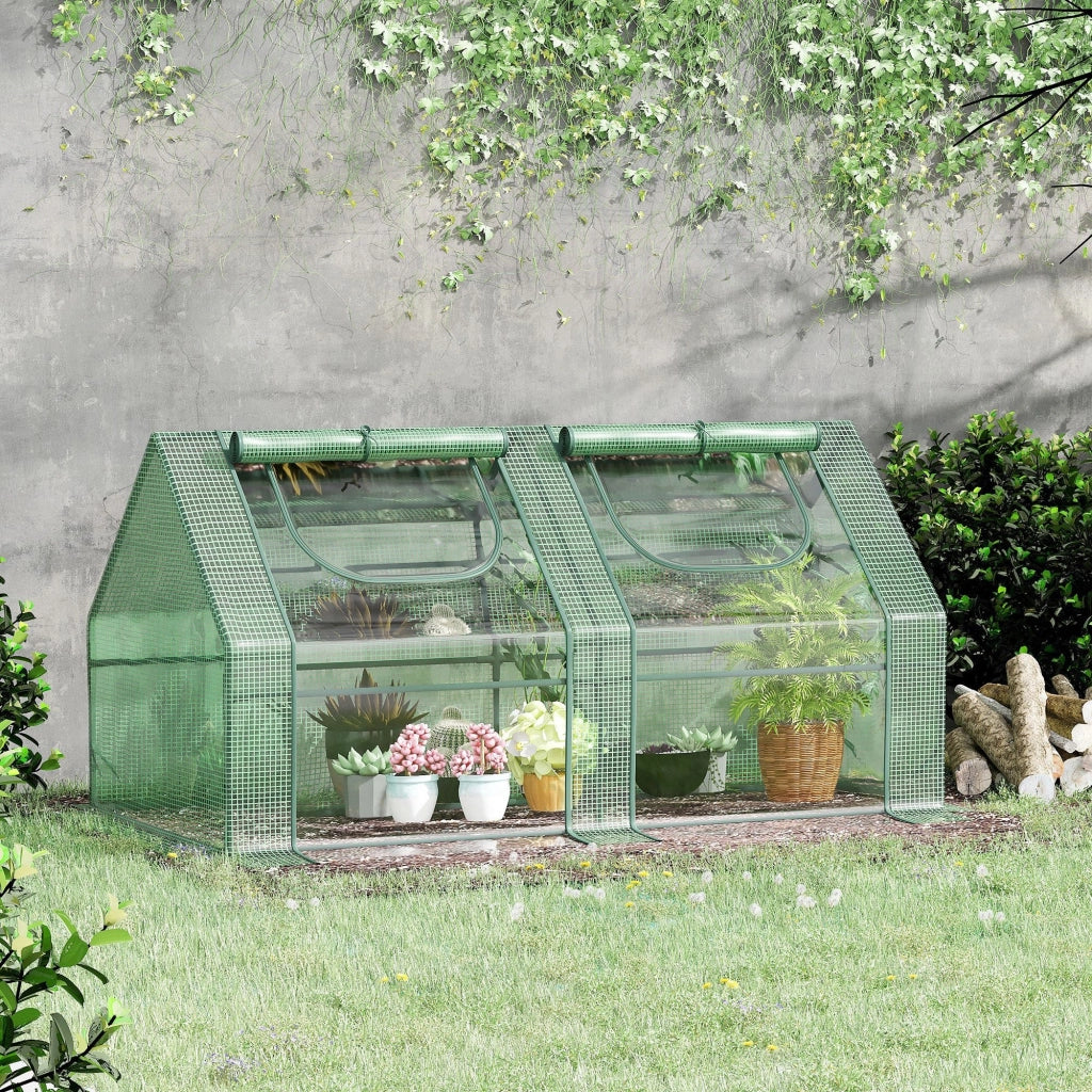 EasyComfort Serra per Piante Orto con 2 Coperture in PE e PVC, Struttura in Acciaio - Verde 180x90x90cm