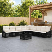 Set Divano da Giardino 10 pz Nero polyrattan 3436030