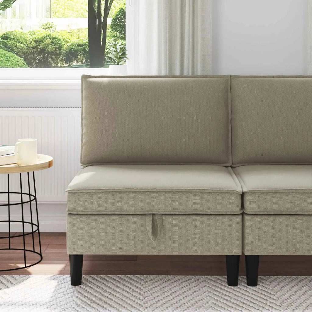 Divano Medio con Storage Sabbia Velluto 42027117