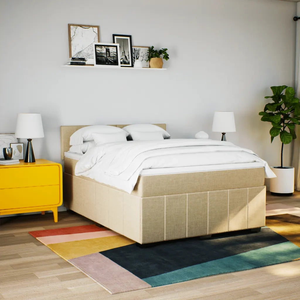 Giroletto a Molle con Materasso Crema 140x200 cm in Tessuto 3287089
