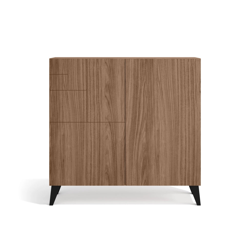 Scarpiera Herdasa effetto noce gambe nere 87x90x27