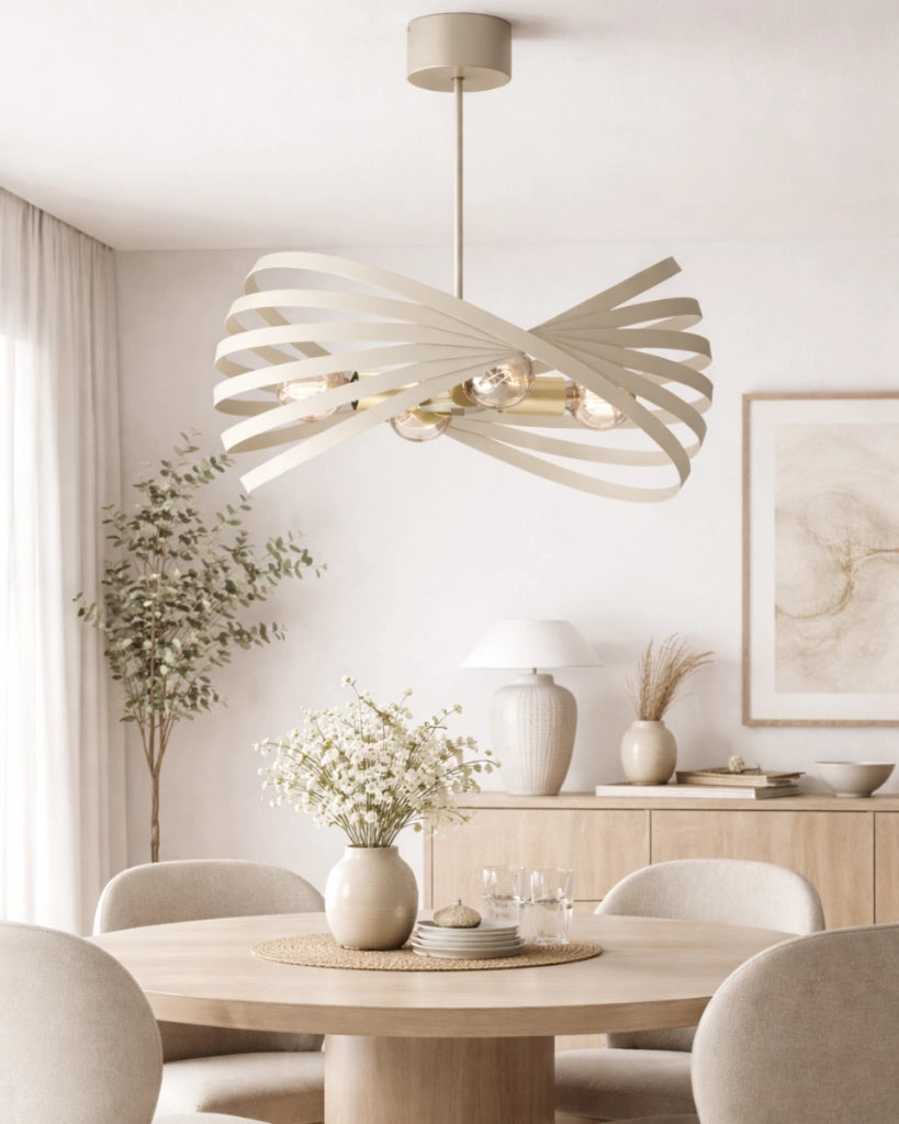Lampada a sospensione Luminex Sparkle crema oro 4xE27