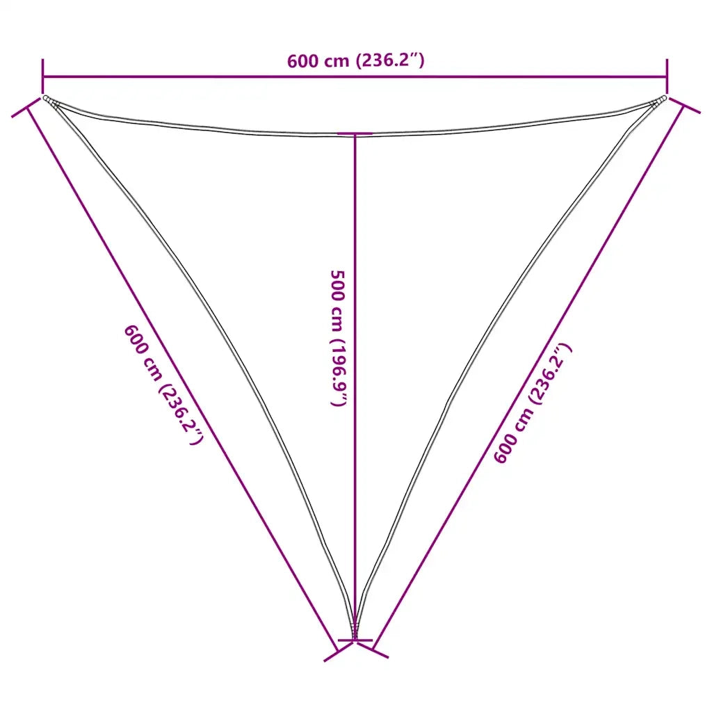 Parasole a Vela in Tessuto Oxford Triangolare 6x6x6 m Bianco 135295