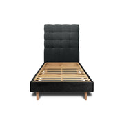 Letto 90x200 cm con testata imbottita - tessuto bouclé