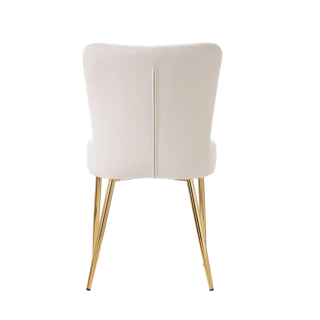 SEDIA DA PRANZO in velluto beige e oro Set da 4 pezzi