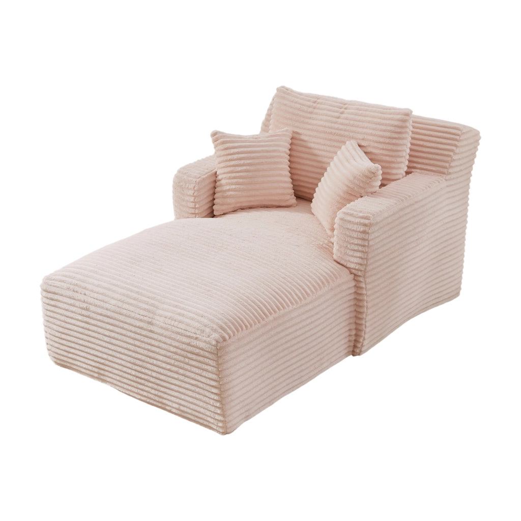 Chaise longue con funzione letto e seduta relax senza montaggio per soggiorno in velluto a coste rosa