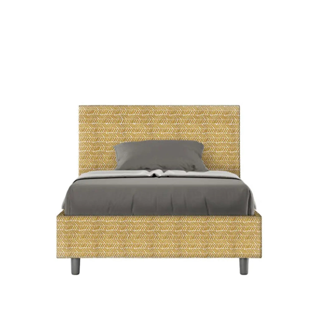 Letto una piazza e mezza con rete imbottito 120x210 tessuto Aragona 3 giallo Adele