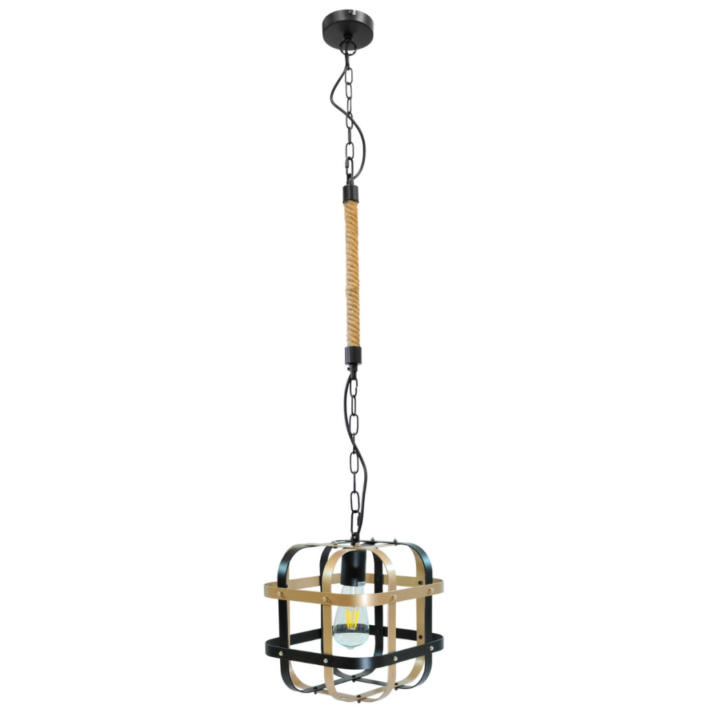 Lampada a sospensione Klatka nero oro E27 Polux Ø25 cm