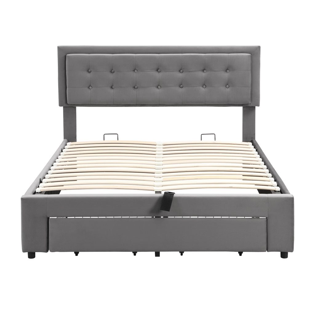 letto imbottito velluto grigio 140 x 190 cm