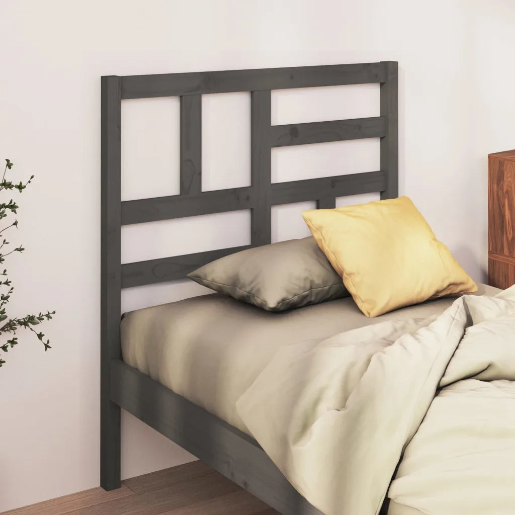 Testiera per Letto Grigia 106x4x104cm in Legno Massello di Pino 818177