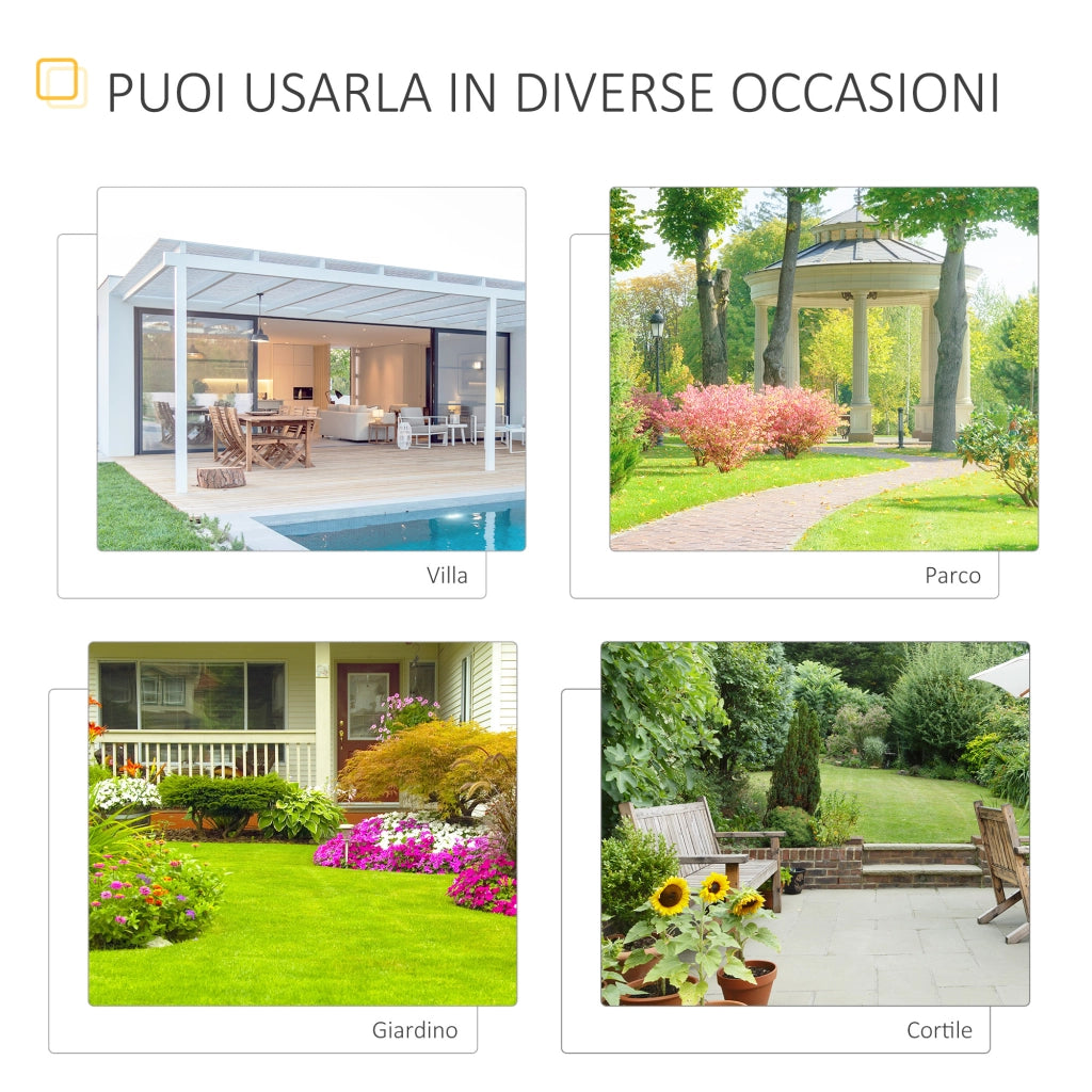 Panchina da Giardino Moderna 2 Posti con Tavolino e Foro per Ombrellone Arredamento da Esterno 165x56x85.5cm Nero