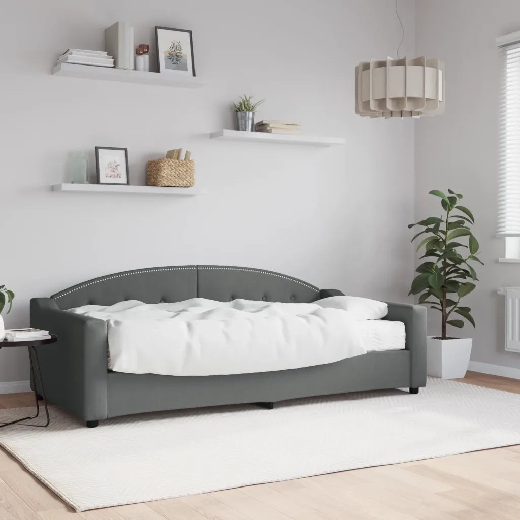 Divano Letto con Materasso Grigio Scuro 90x190 cm in Tessuto 3197523