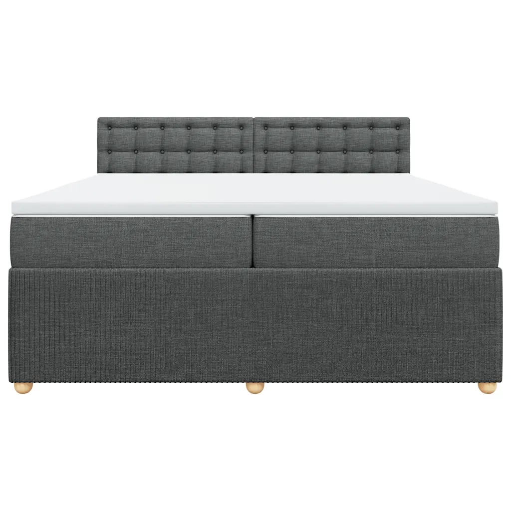 Giroletto a Molle con Materasso Grigio Scuro 200x200 cm Tessuto