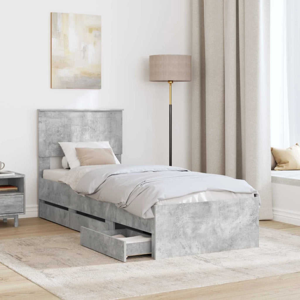 Struttura del letto con cassetto Grigio cemento 75 x 190 cm 3410759