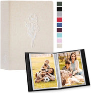 Album fotografico in tessuto lino - 6x4 inserti - Copertina in tessuto lino - Beige - Per ritratti - 100 foto - 2 pezzi