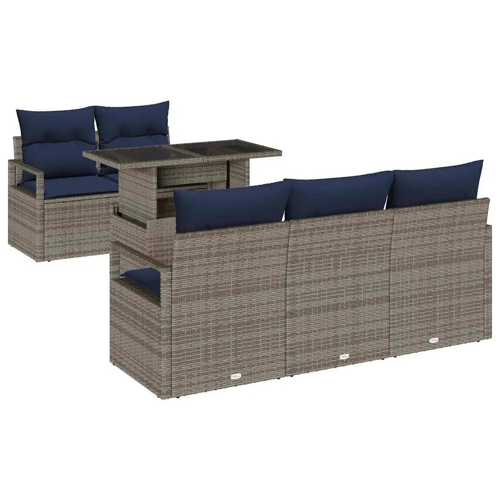 Set Divano da Giardino con cuscino 6 pcs Grigio polyrattan 3348741