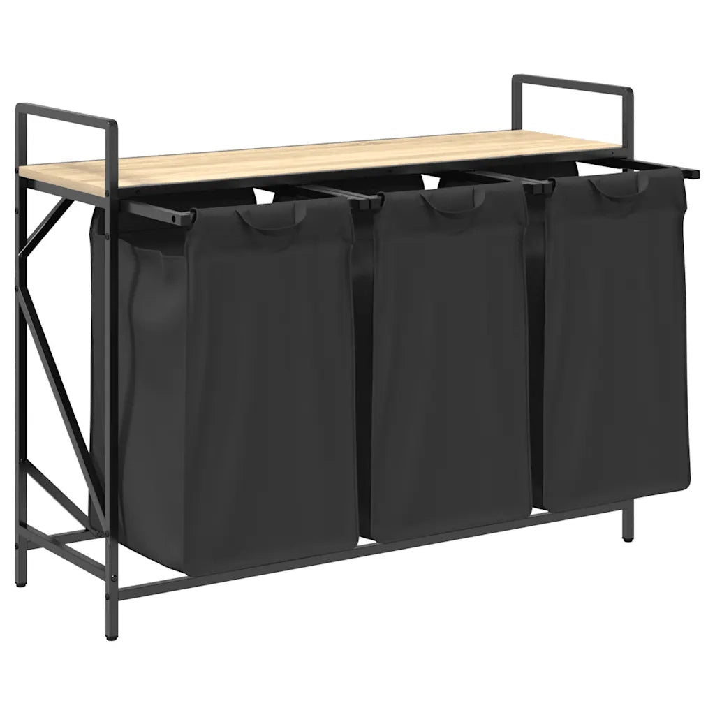 Cesto per la Biancheria 3 Scomparti con Ripiano Rovere Sonoma CFW9227646