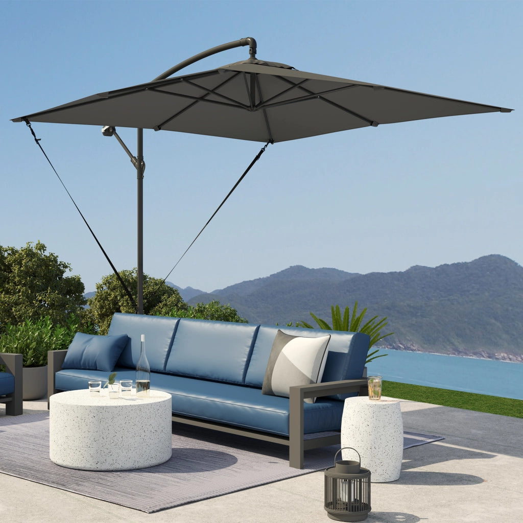 Ombrellone da giardino decentrato 2,5x2,5m ¨C Xylo ¨C Grigio antracite con manovella