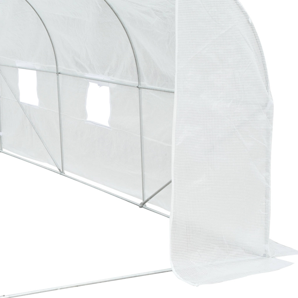 Serra in alluminio 3,5x3x3 m con protezione UV, antivento, finestre a rete, ideale per pomodori e piante in giardino o sul balcone, in metallo, bianca