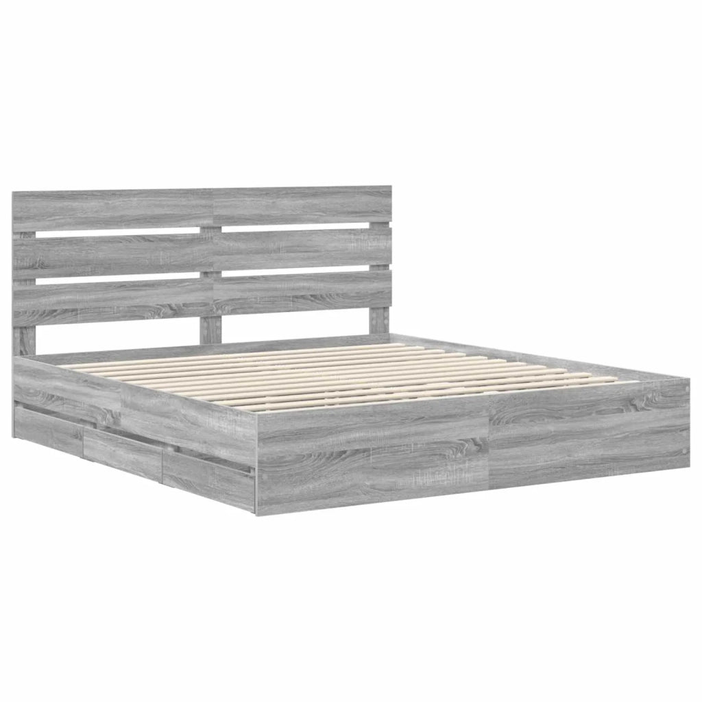 Struttura del letto con cassetto Grigio Sonoma 200 x 200 cm 3411812