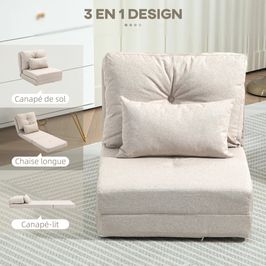 Poltrona letto regolabile ¨C zephmum ¨C beige con cuscino