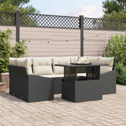 Set Divano da Giardino 7 pcs Nero e crema polyrattan 3348933