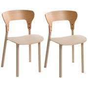 Set di 2 sedie da pranzo in gomma con struttura in legno Mobili da cucina per la sala da pranzo beige chiaro in stile retrò