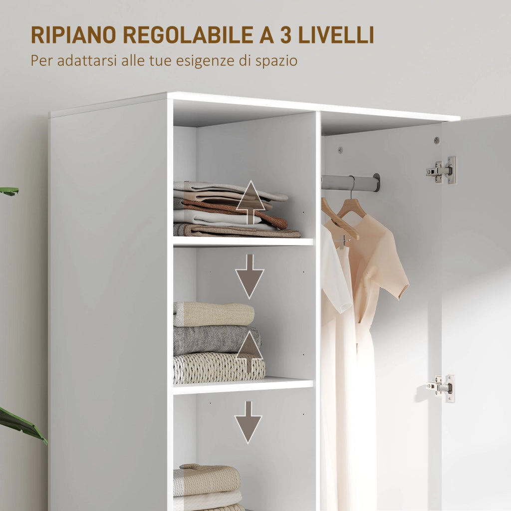Armadio con Cassetti e Ripiani Aperti ¨C Minimal ¨C Bianco 80x50x124 cm
