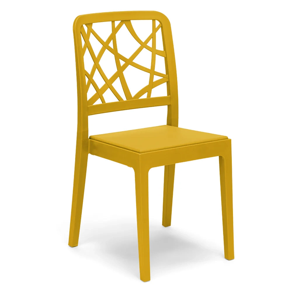 Set 6 sedie in polipropilene PENELOPE, 100% MADE IN ITALY, impilabile, resistente ai raggi UV, design moderno, ideale per sala da pranzo, cucina, sala d’attesa, bar, ristoranti o giardino, colore Senape