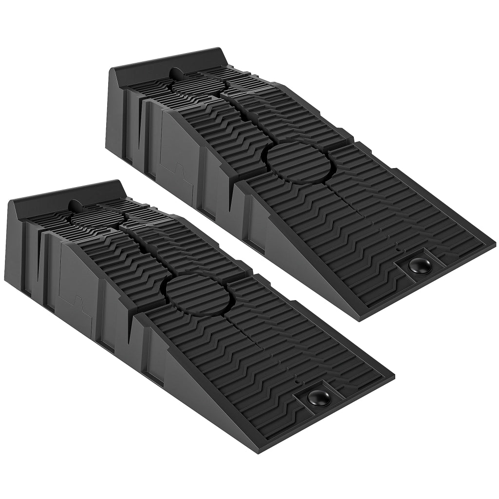 Set 2 Rampe per Auto in Plastica con Carico Massimo 5 Tonnellate, 91x30x21 cm, Nero