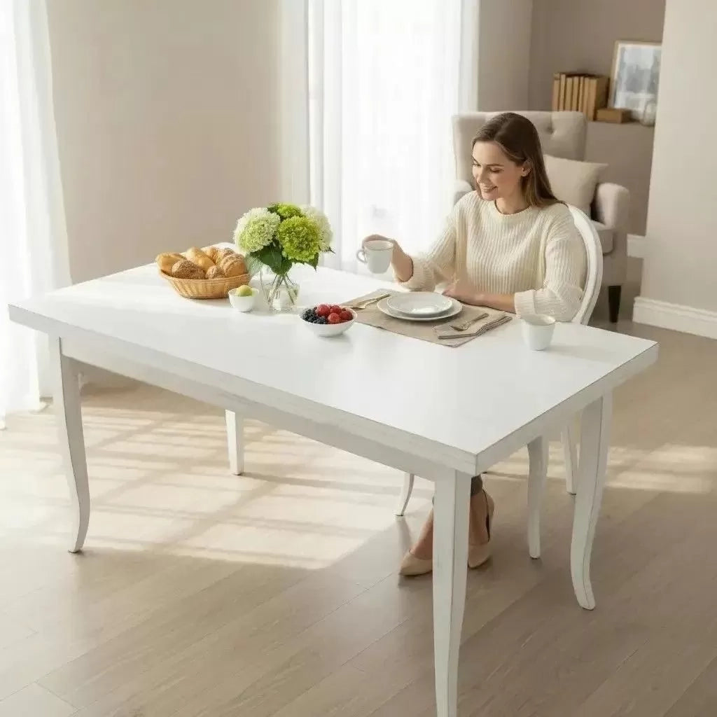 Tavolo rettangolare allungabile legno bianco 180x90 (738) - Mobili 2G