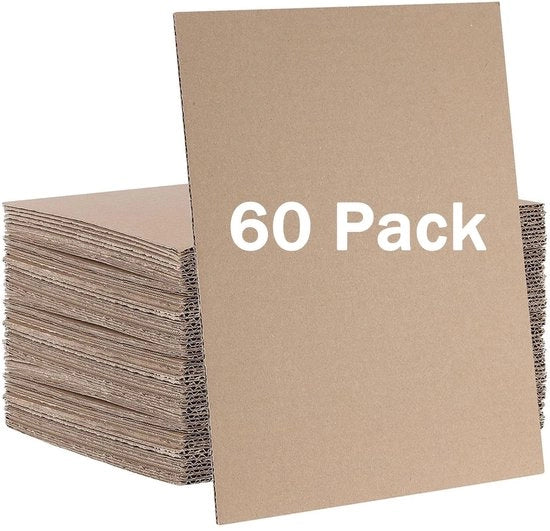 Velineutensili - Veline - 60 pezzi - 3 mm - Fogli di cartone ondulato A4 - Materiale per imballaggio - Articoli per fai da te - Carta forte e duratura - Cartone per imballaggio