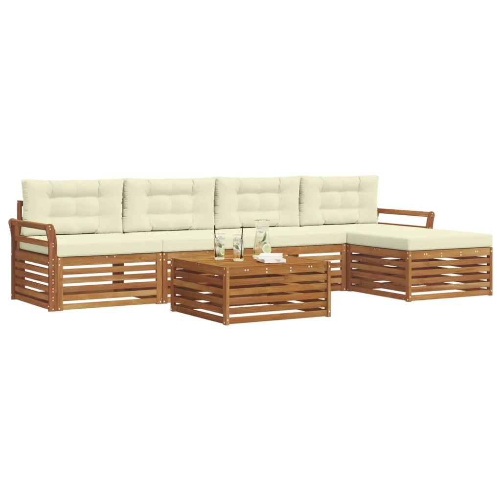 Set di divani da esterno con cuscino 6 pcs Naturale e Crema 3373340