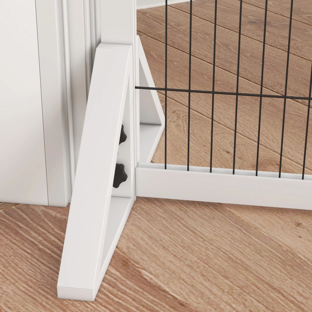 Cancelletto di Sicurezza per Cani ¨C Xylo ¨C 2 Pannelli Regolabile 63-106 cm Legno Acciaio Bianco