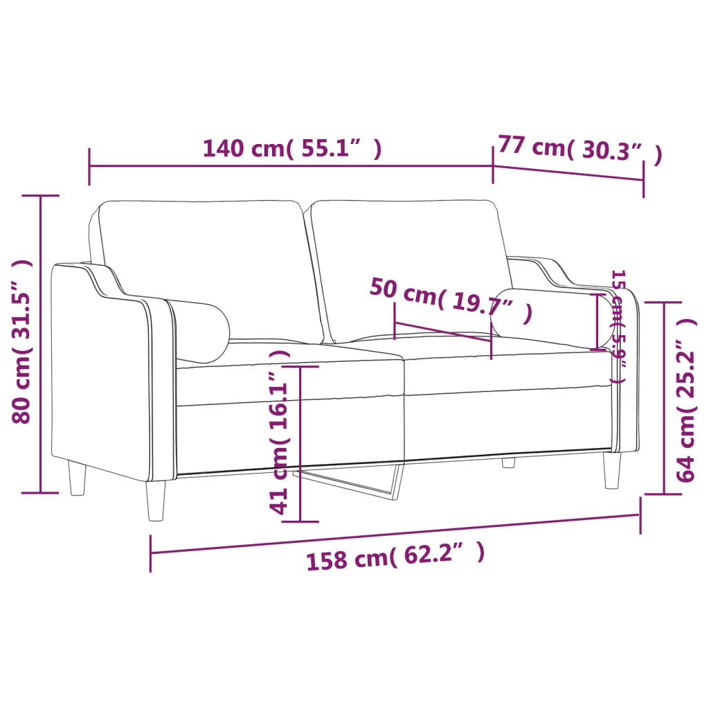 Divano a 2 Posti con Cuscini-Sofa 2 Posti con Cuscini Giallo Chiaro 140 cm in Tessuto 955155