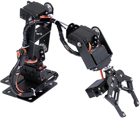 Braccio robotico 6DOF - Manipolatore interamente in metallo - Set di pinze programmabili - Robot da tavolo - Motori servo - Piattaforma di stabilizzazione in alluminio