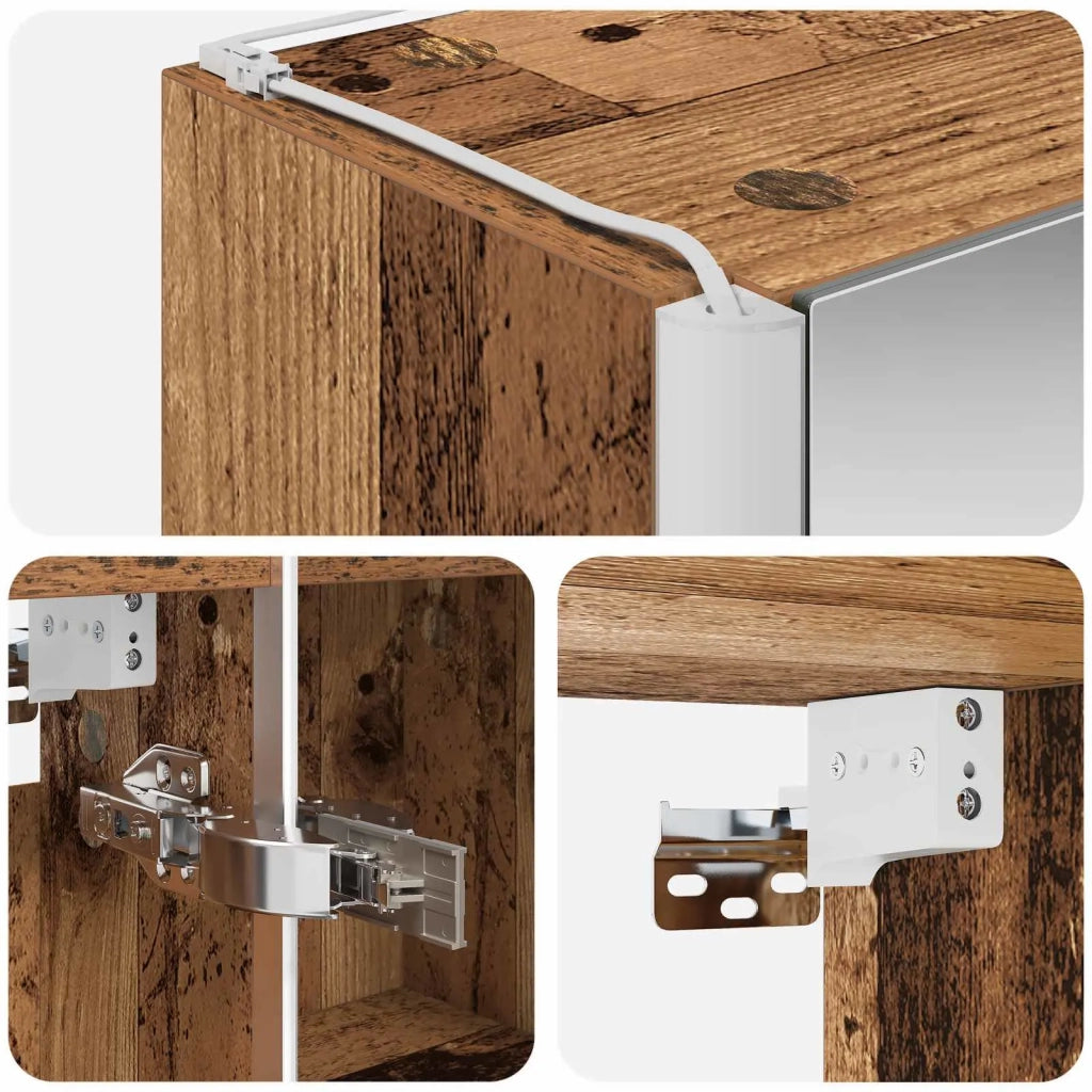 Mobiletto per specchio da bagno con lo scaffale Legno vecchio 889261